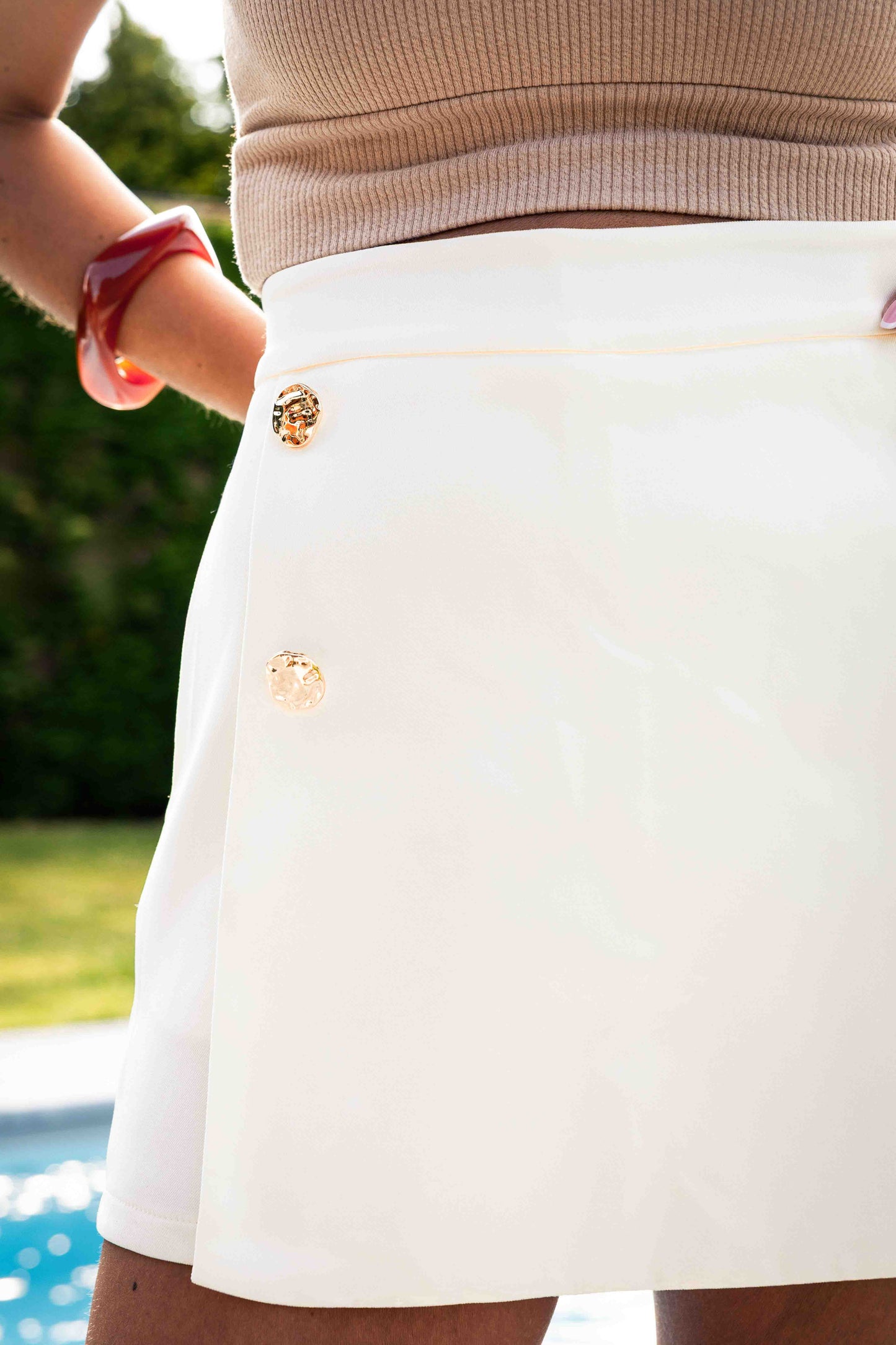 Jupe short Adèle - Blanc cassé